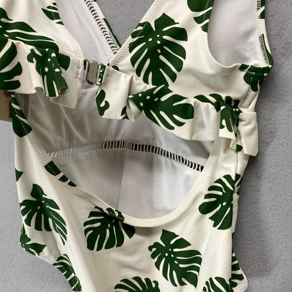Cupshe Swiwsuit Womens Medium One Piece Green Leaves The Forest Deep V - Picture 7 of 13